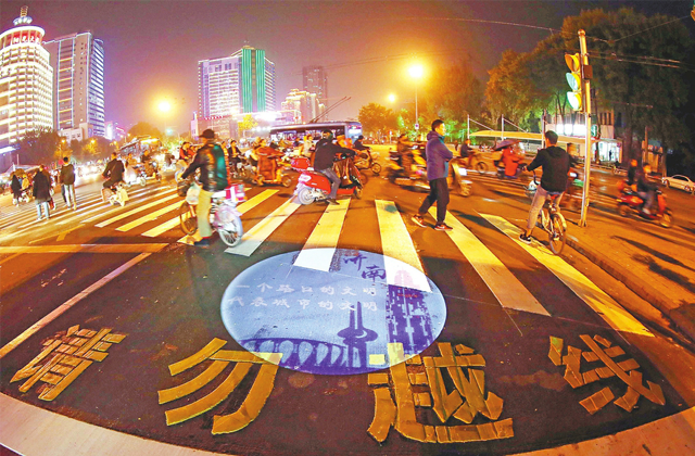 Applying the ground gobo projection lights to zebra crossing