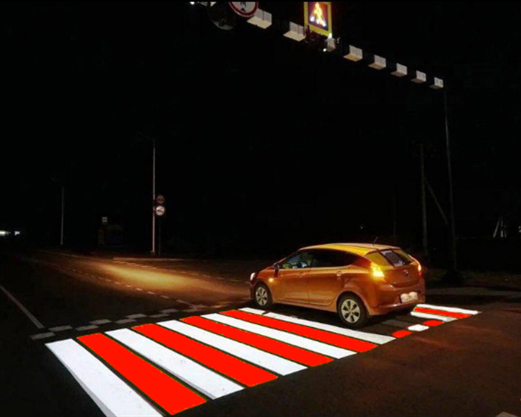 Residents walk through these road cross at night will notice the special projector lights for zebra crossing on the cross.