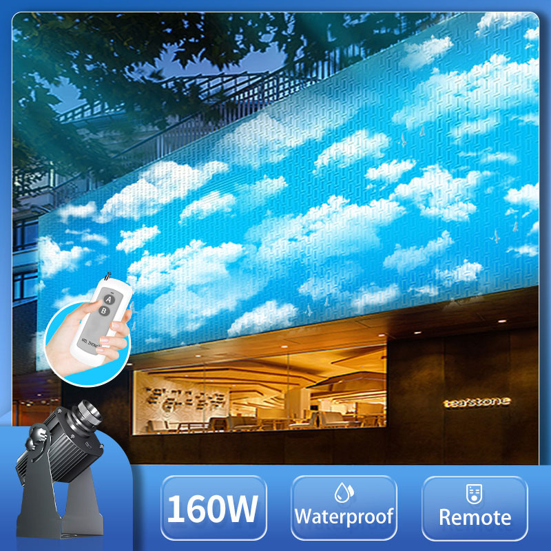Blue sky and white clouds advertising projector outdoor park ground floating move picture creative logo pattern custom spotlight