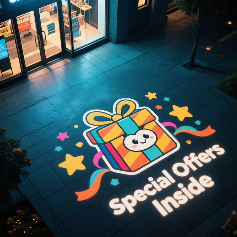 Outdoor Waterproof Rotating Remote-Controlled Gobo Logo Projector: Ideal for Dynamic Advertising Projection with Customizable Logos & Easy Operatio
