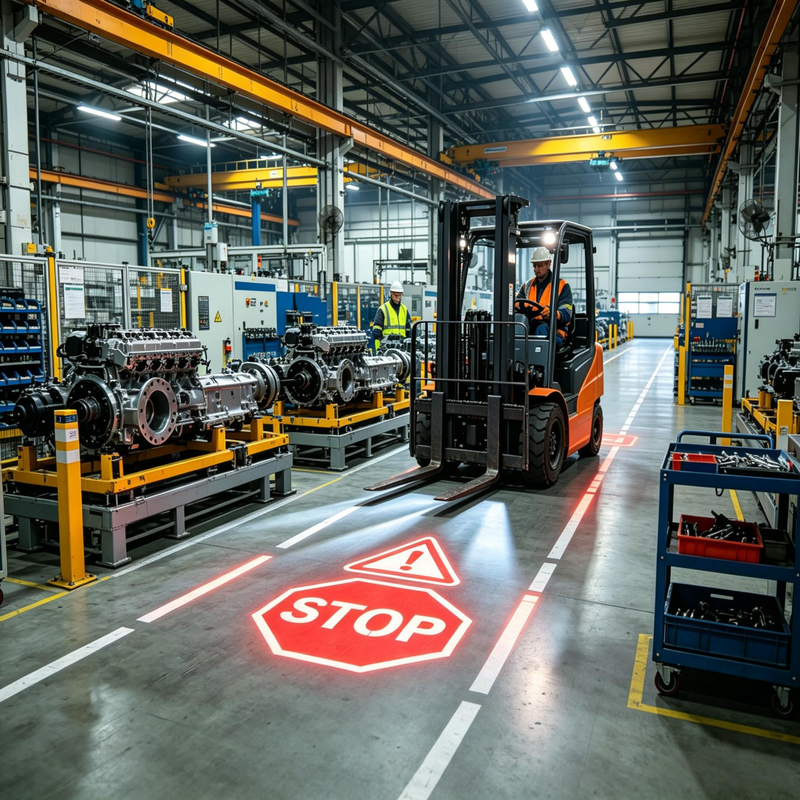 Auto Induction Safety Projectors For Workshop Pedestrian Vehicle Separation Safety