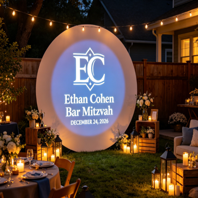 Logo Projector Creates a Memorable Bar Mitzvah Backyard Party Experience