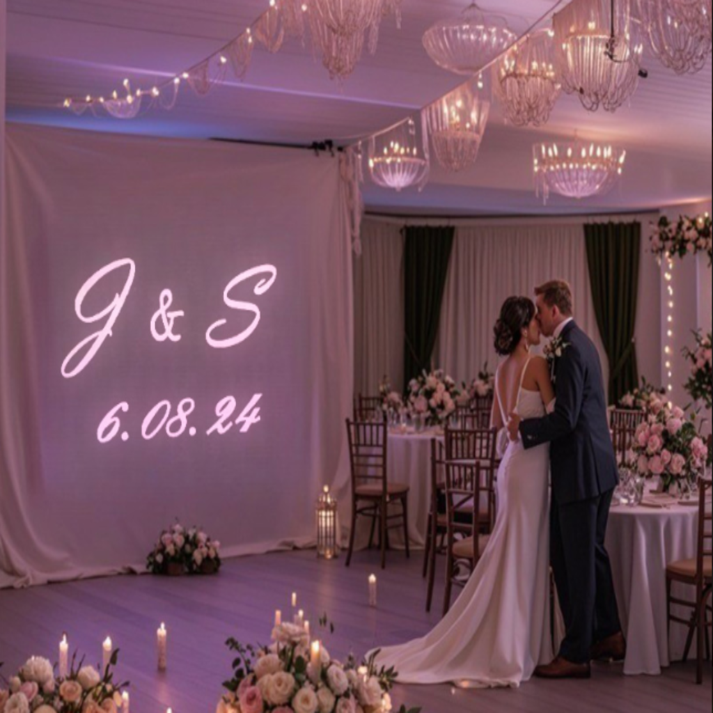 Custom Text on the Wall for Weddings with Romantic Projection Decor by Noparde