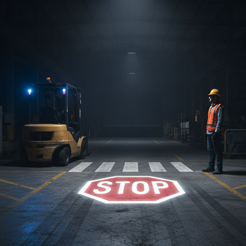 How a Canadian Factory Solved Warehouse Blind Spots with 10 Virtual Stop Sign Projectors