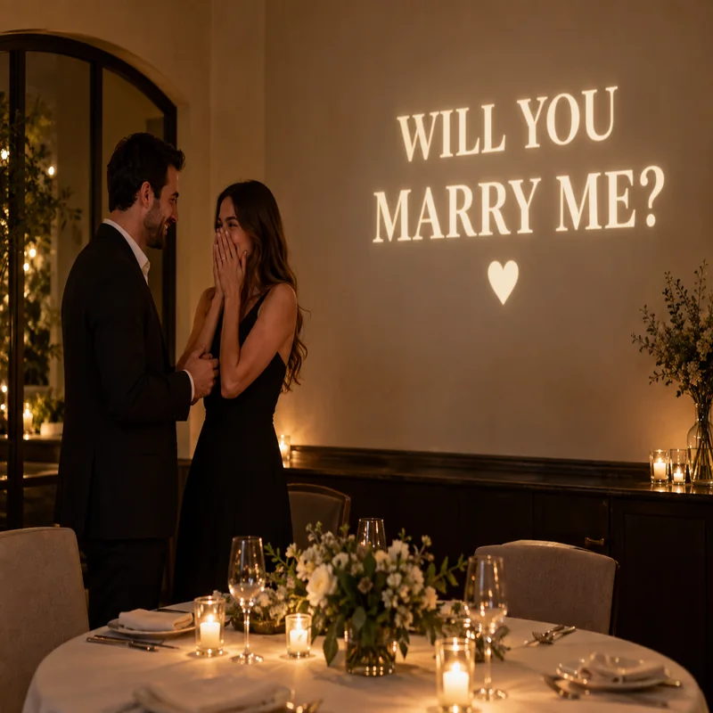 Can an Indoor Static Projector Text Display “Will You Marry Me?”?