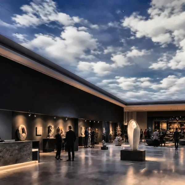 How a Cloud Ceiling Projector creates a continuous sky effect indoors
